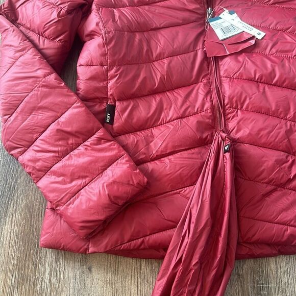Roxy Women's Coast Road Zip-Up Packable Puffer Jacket Tibetan Red Size S New - Picture 6 of 8